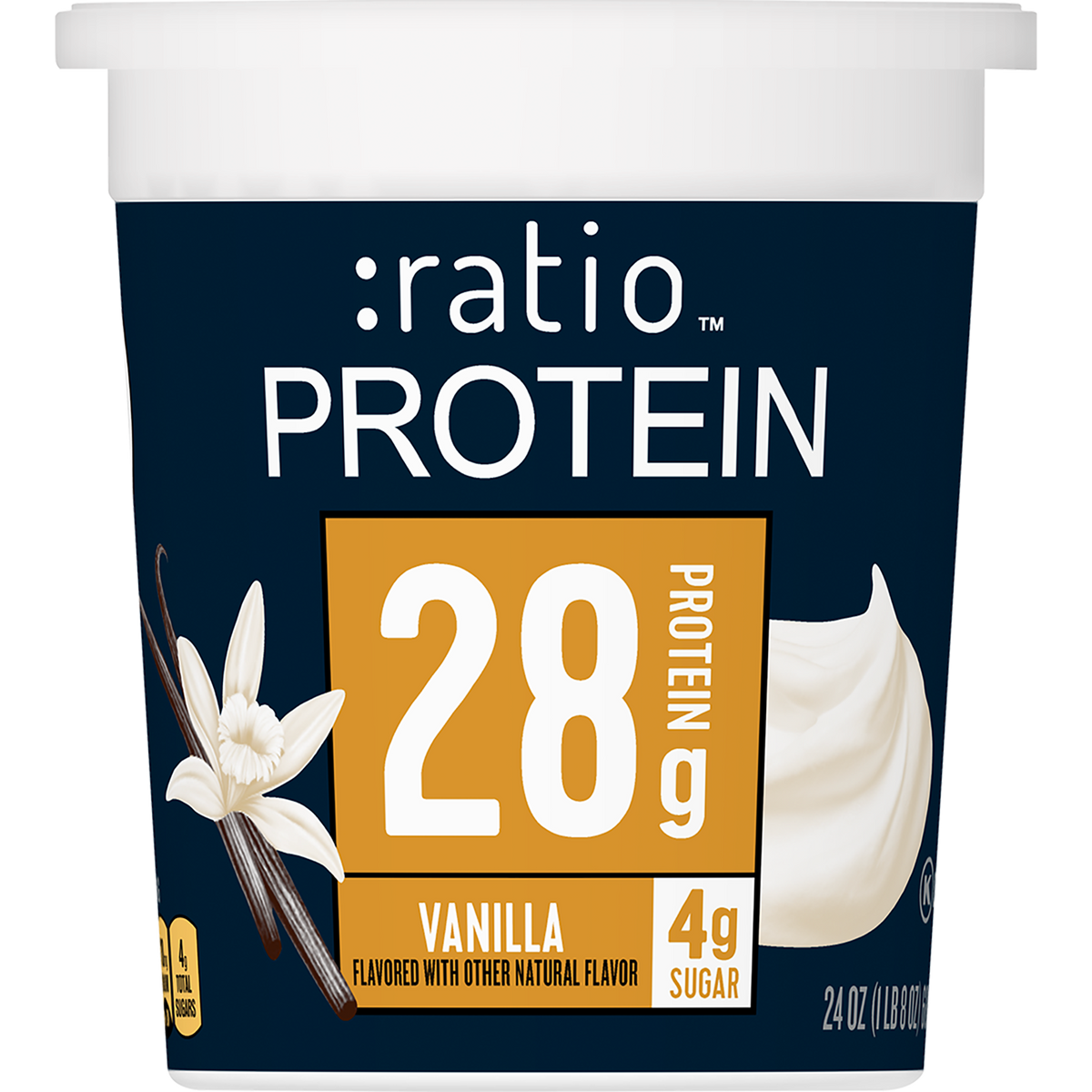 Ratio Food Protein Yogurt Cultured Dairy Snack, Vanilla, 24 oz Tub